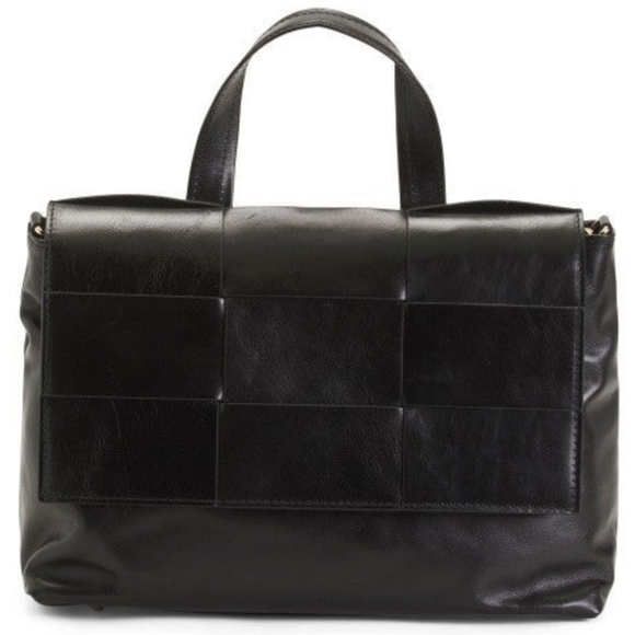 ANNA PAOLA Made In Italy Leather Woven Flap Satchel - Picture 2 of 14